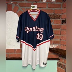 Vintage OT Authentic Jerseys Rochester Red Wings Navy/White Baseball #49 Jersey